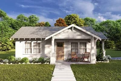 1-Bed Cottage House Plan with Vaulted Great Room - 600 Sq Ft