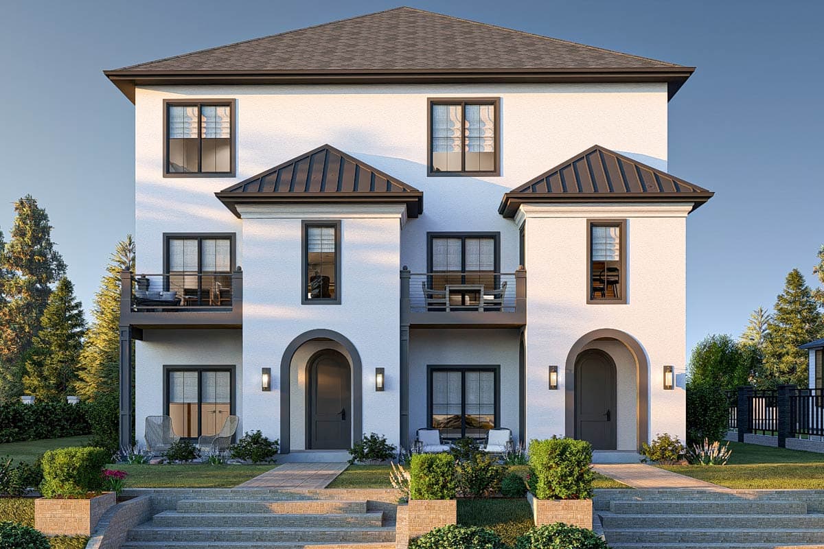 Plan 623474DJ: 3-Story Traditional Duplex House Plan with Matching 4-Bed Units - 2731 Sq Ft Per Unit - Image #12 - Traditional, Transitional