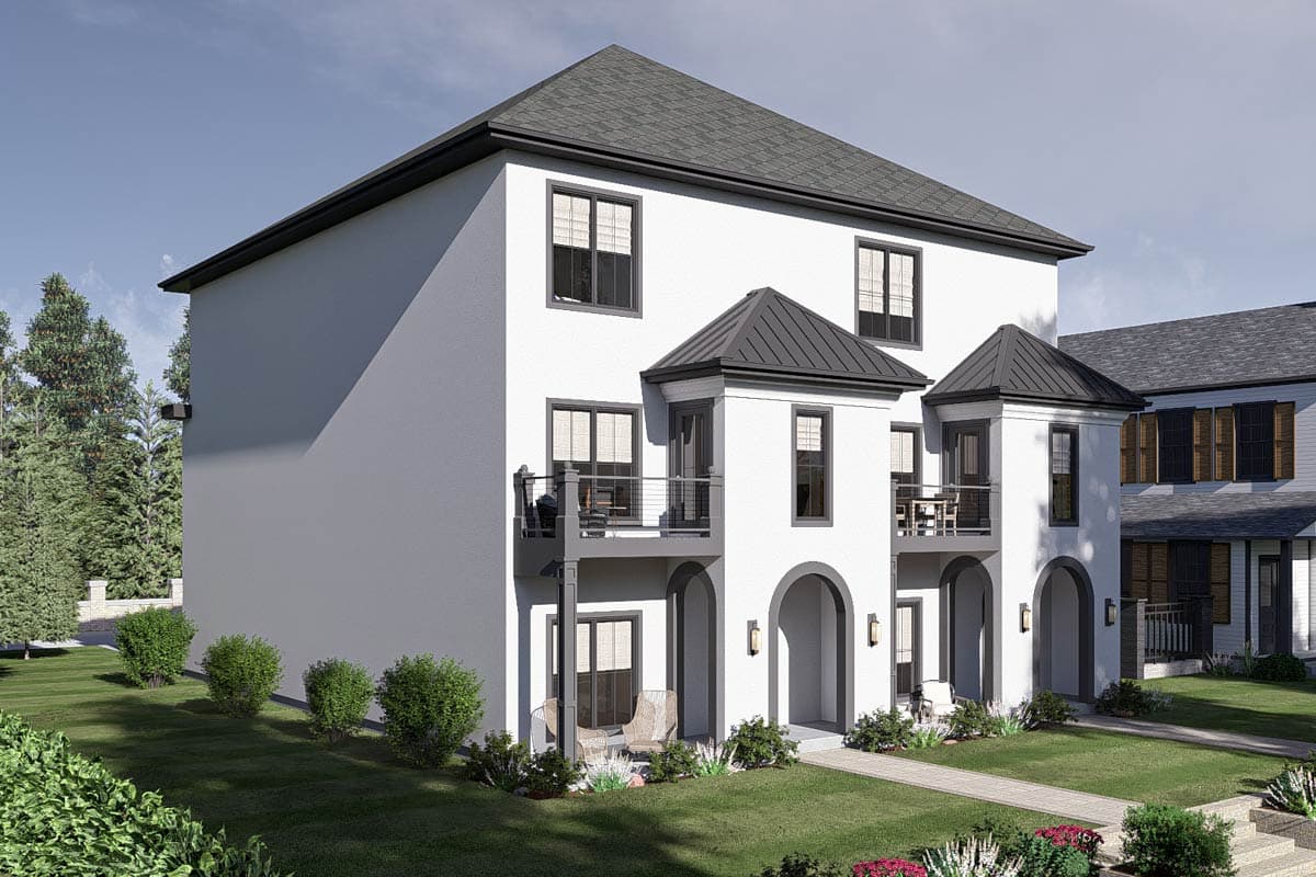 Plan 623474DJ: 3-Story Traditional Duplex House Plan with Matching 4-Bed Units - 2731 Sq Ft Per Unit - Image #13 - Traditional, Transitional