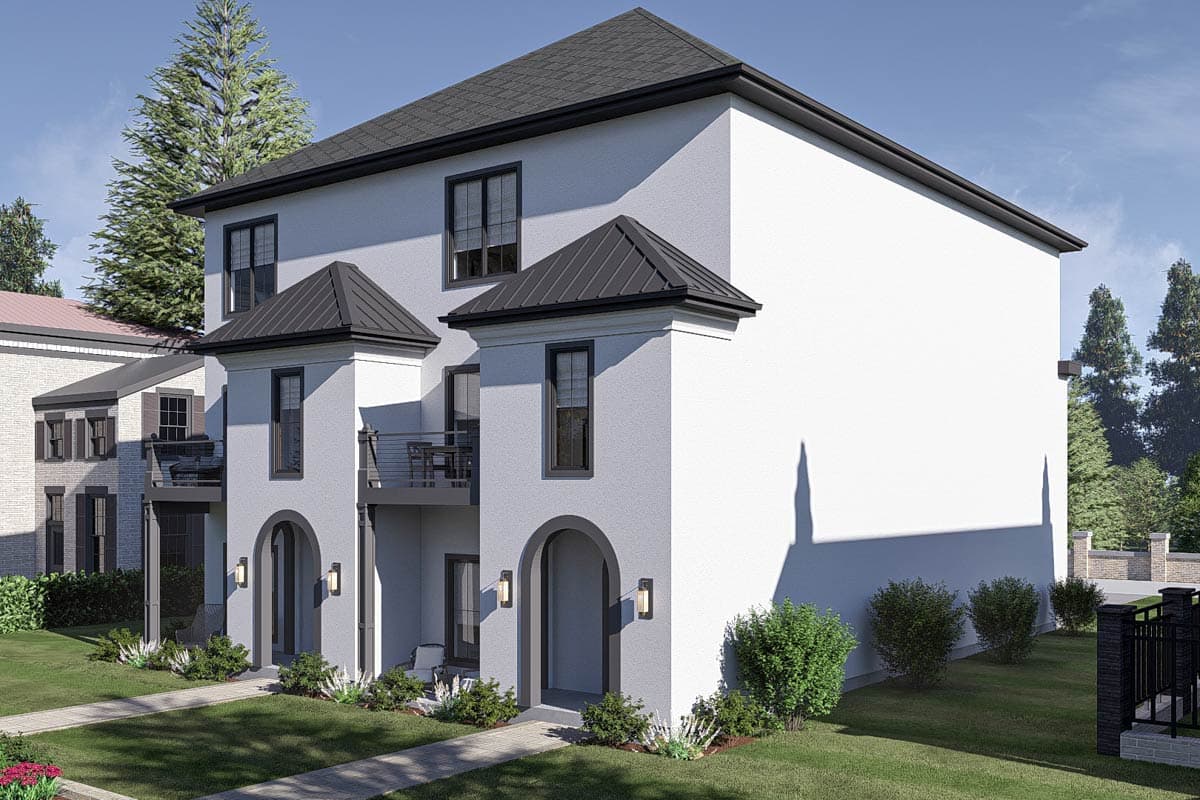Plan 623474DJ: 3-Story Traditional Duplex House Plan with Matching 4-Bed Units - 2731 Sq Ft Per Unit - Image #16 - Traditional, Transitional