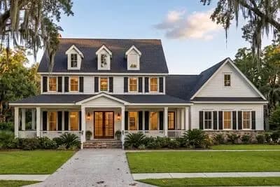 Colonial Farmhouse House Plan with Wine Room and Wrap-Around Porch