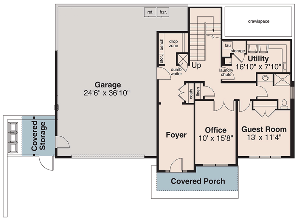 Plan 72458DA: 5-Bed Contemporary House Plan with Two-Story Great Room - 3839 Sq Ft - Floor Plan - Lower Level - Contemporary, Modern, Prairie