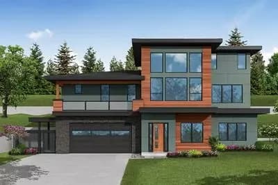 5-Bed Contemporary House Plan with Two-Story Great Room - 3839 Sq Ft