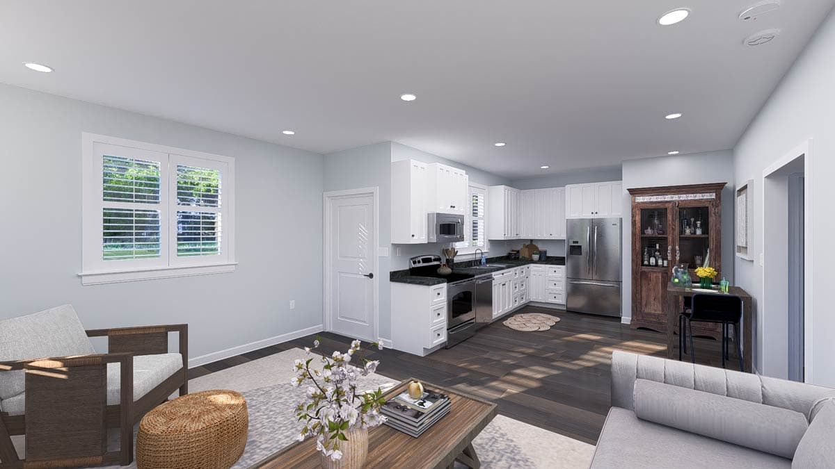 Plan 61585UT: 2-Bed ADU House Plan with Open Concept Living - 791 Sq Ft - Image #9 - Country, Craftsman, Traditional