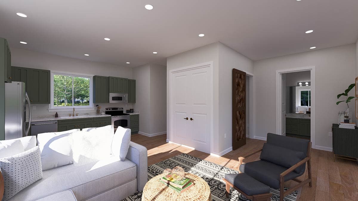 Plan 61586UT: Traditional ADU House Plan with Studio or Bonus Level Living - 1255 Sq Ft - Image #8 - Country, Traditional