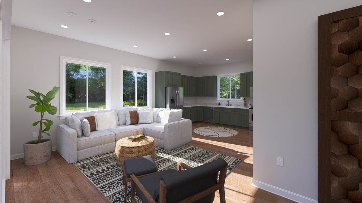 Plan 61586UT: Traditional ADU House Plan with Studio or Bonus Level Living - 1255 Sq Ft - Image #7 - Country, Traditional