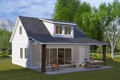 Traditional ADU House Plan with Studio or Bonus Level Living - 1255 Sq Ft