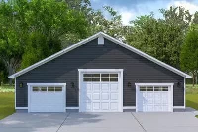 3-Car Detached Garage Plan with RV Bay Garage - 2500 Sq Ft