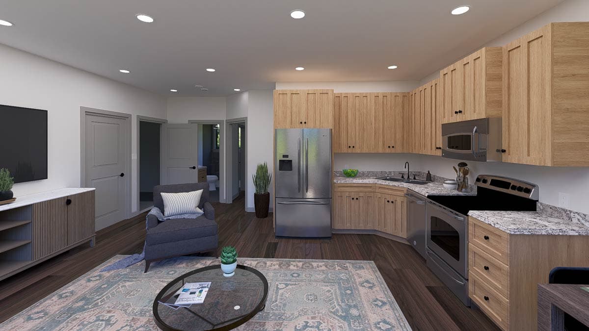 Plan 61588UT: 1-Bed ADU House Plan Under 700 Sq Ft - Image #7 - Traditional