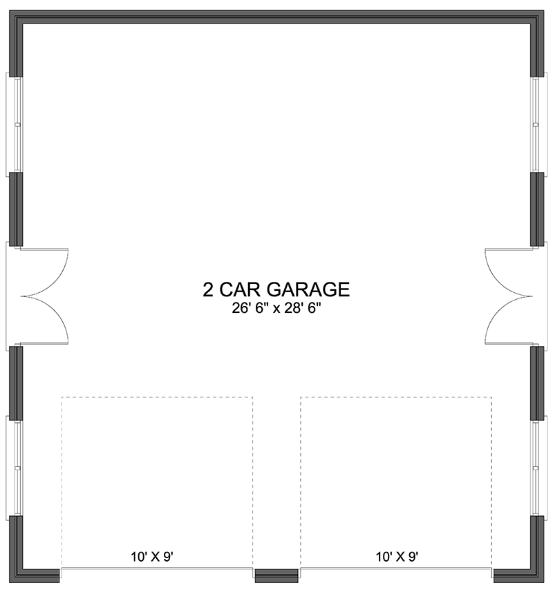 Plan 61590UT: Detached 2-Car Garage Plan - 840 Sq Ft - Floor Plan - Main Level - Traditional