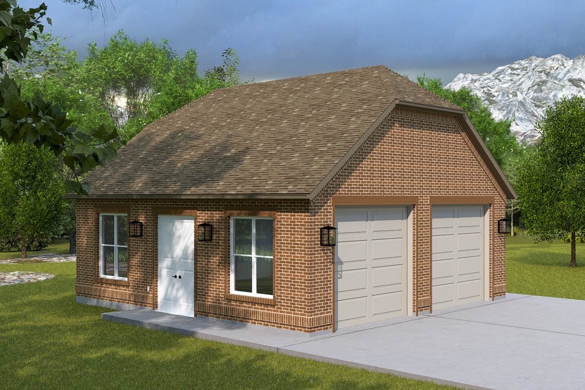 Plan 61590UT: Detached 2-Car Garage Plan - 840 Sq Ft - Image #5 - Traditional