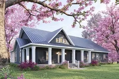 3-Bed Country Ranch House Plan with Two-Story Great Room - 2312 Sq Ft