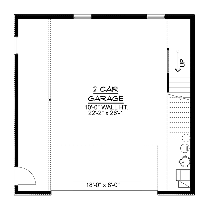 Plan 135327GRA: Contemporary Detached Garage with Second Level Loft - 774 Sq Ft - Floor Plan - Main Level - Contemporary, Traditional