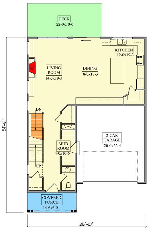 Plan 95259RW: 4-Bed Traditional House Plan with Optional Lower Level - 2472 Sq Ft - Floor Plan - Main Level - New American, Traditional