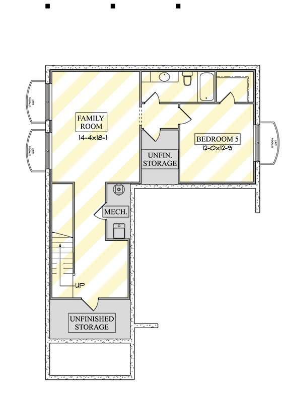 Plan 95259RW: 4-Bed Traditional House Plan with Optional Lower Level - 2472 Sq Ft - Floor Plan - Optionally Finished Lower Level - New American, Traditional