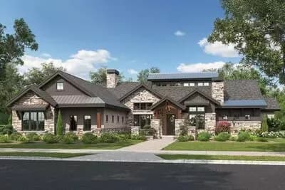 Single-Story Contemporary Mountain House Plan with Vaulted Great Room - 3412 Sq Ft