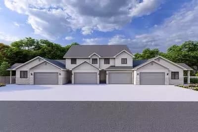 Traditional Fourplex House Plan with 2-Car Garage Per Unit - 5651 Sq Ft
