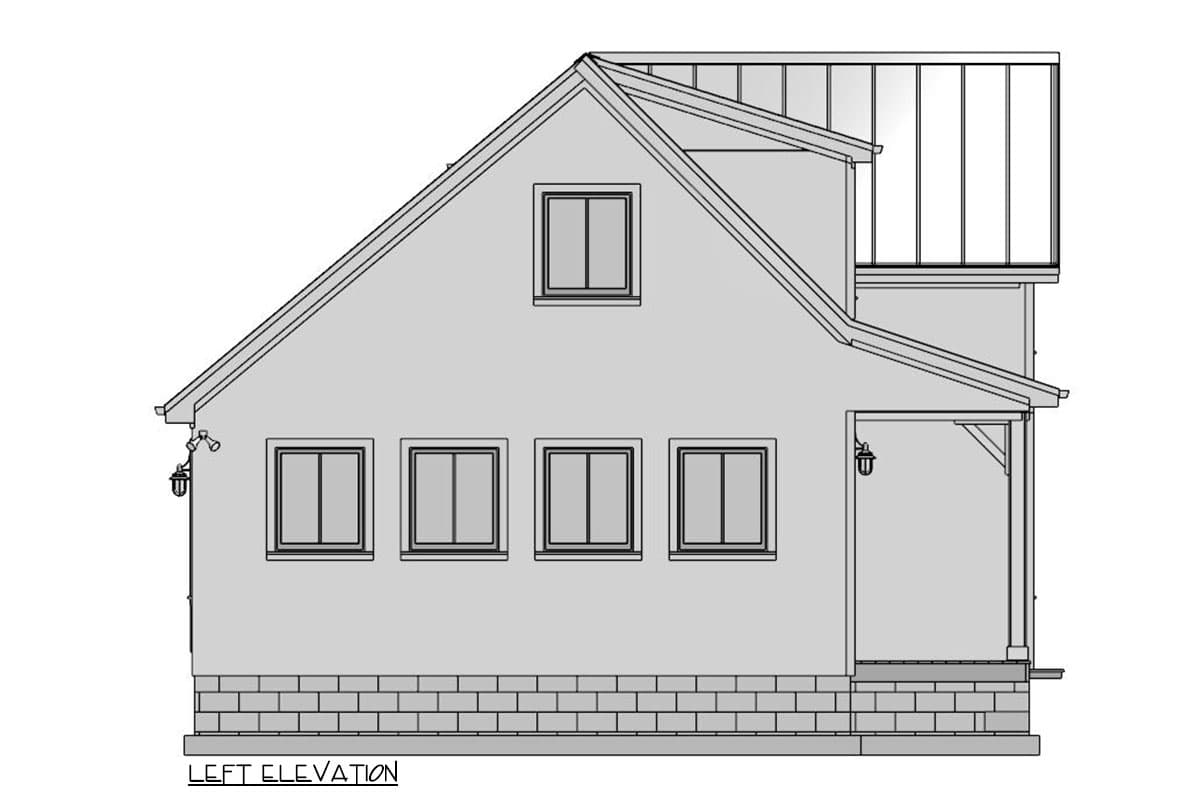 Plan 430835SNG: 2-Bed Cottage House Plan with Two-Story Great Room Under 900 Sq Ft - Image #12 - Cottage, Country, Farmhouse