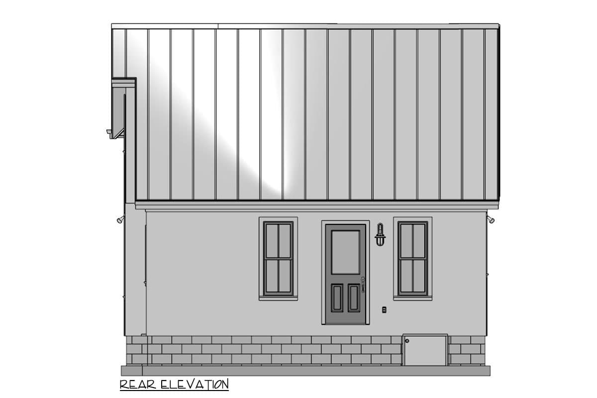 Plan 430835SNG: 2-Bed Cottage House Plan with Two-Story Great Room Under 900 Sq Ft - Image #11 - Cottage, Country, Farmhouse