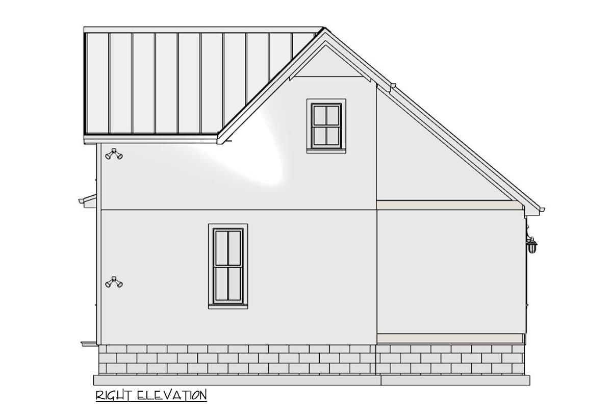 Plan 430835SNG: 2-Bed Cottage House Plan with Two-Story Great Room Under 900 Sq Ft - Image #10 - Cottage, Country, Farmhouse