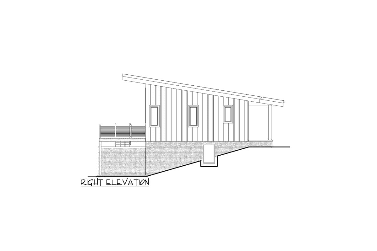 Plan 911053JVD: 3-Bed Mountain Vacation House Plan with Sloping Lot Under 2000 Sq Ft - Image #19 - Mid Century Modern, Modern, Mountain, Vacation