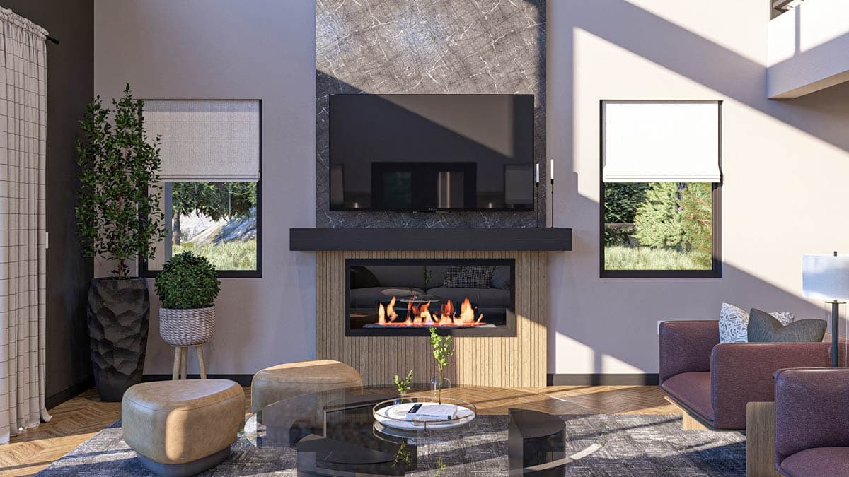 Plan 623481DJ: 3-Bed Scandinavian Barndominium-Style House Plan with Two-Story Great Room - 2332 Sq Ft - Image #7 - Barndominium, Scandinavian