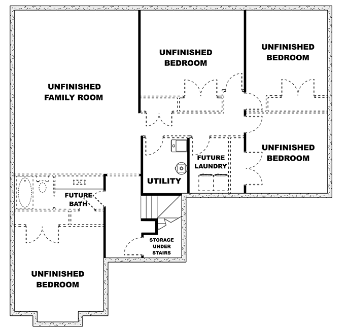 Plan 506033BRY: 3-Bed Ranch House Plan with Open Concept Living - 1854 Sq Ft - Floor Plan - Unfinished Basement  - Ranch, Traditional