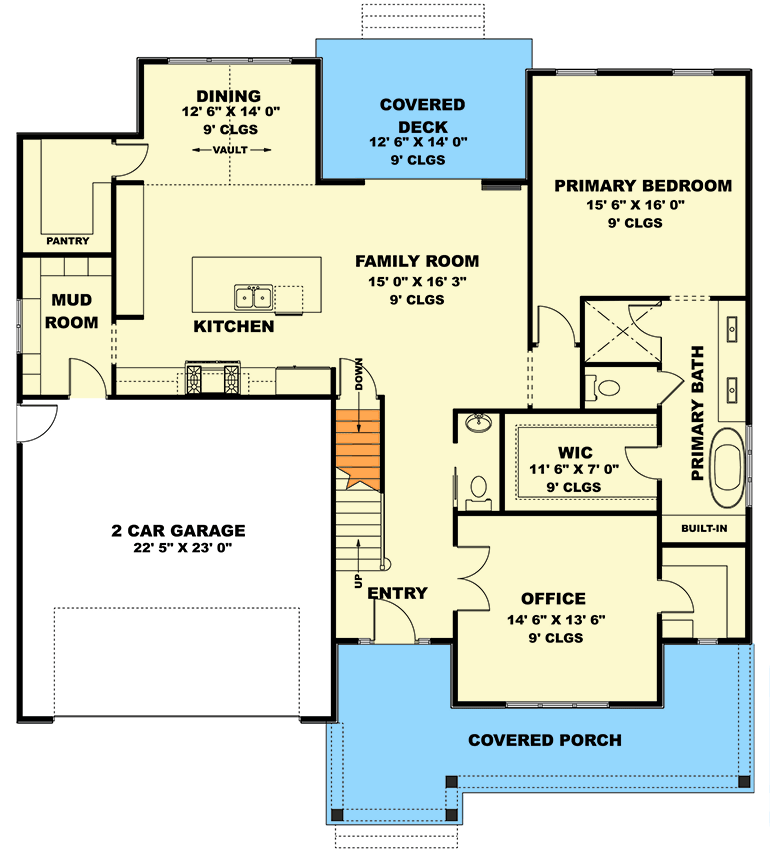 Plan 506035BRY: 4-Bed Modern Farmhouse Plan with Home Office - 2826 Sq Ft - Floor Plan - Main Level - Farmhouse, Modern Farmhouse