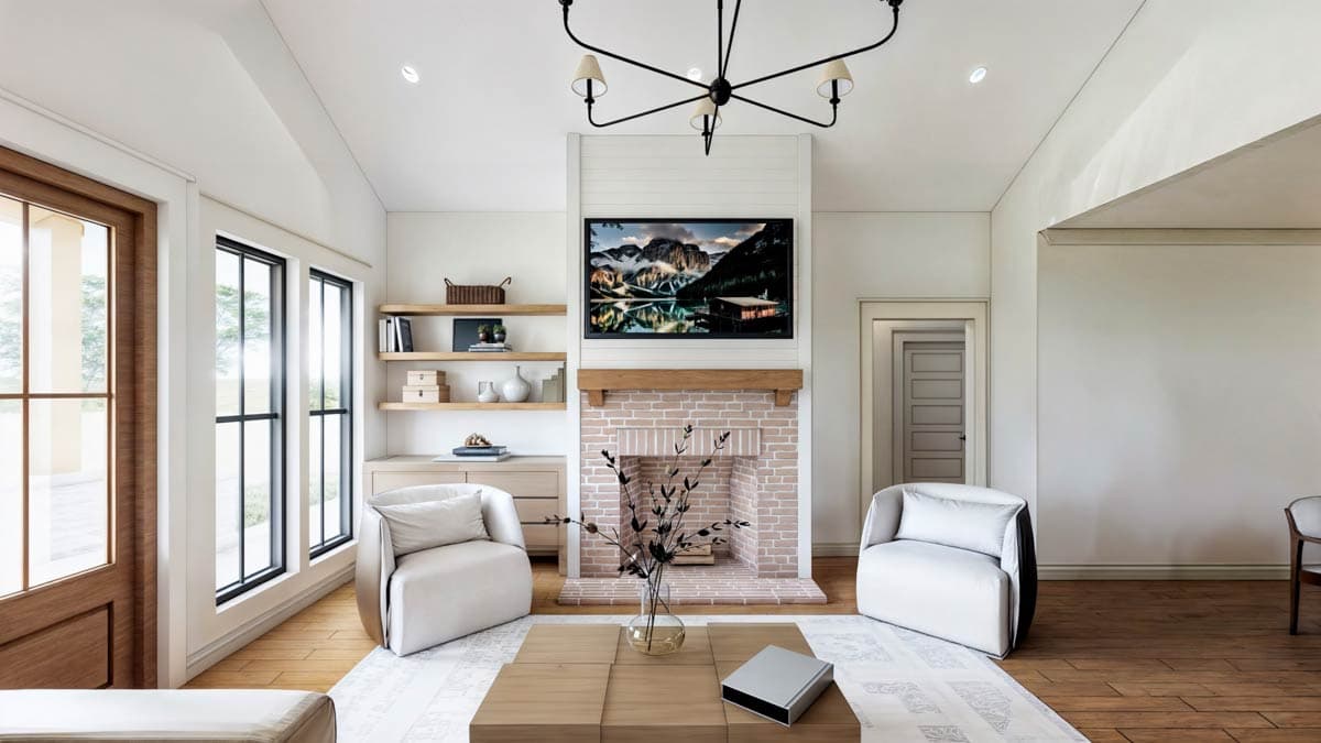 Plan 56553SM: 3-Bed Modern Farmhouse Plan with Vaulted Great Room - 1677 Sq Ft - Image #5 - Barndominium, Country, Craftsman, Modern Farmhouse, Ranch