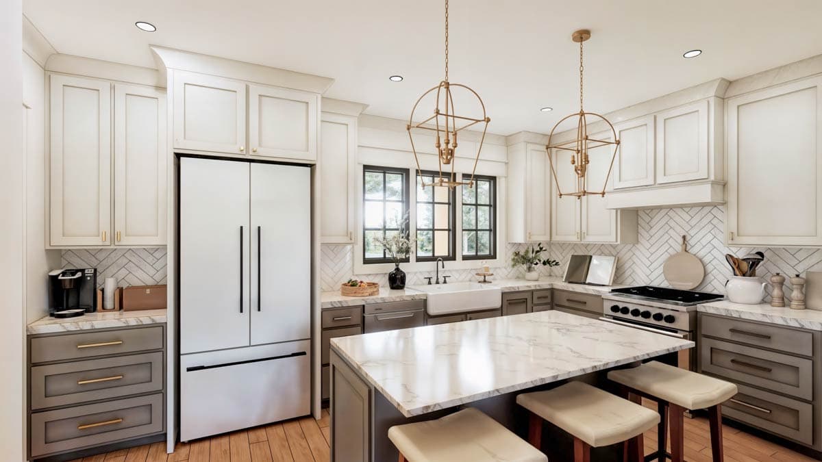 Plan 56553SM: 3-Bed Modern Farmhouse Plan with Vaulted Great Room - 1677 Sq Ft - Image #7 - Barndominium, Country, Craftsman, Modern Farmhouse, Ranch