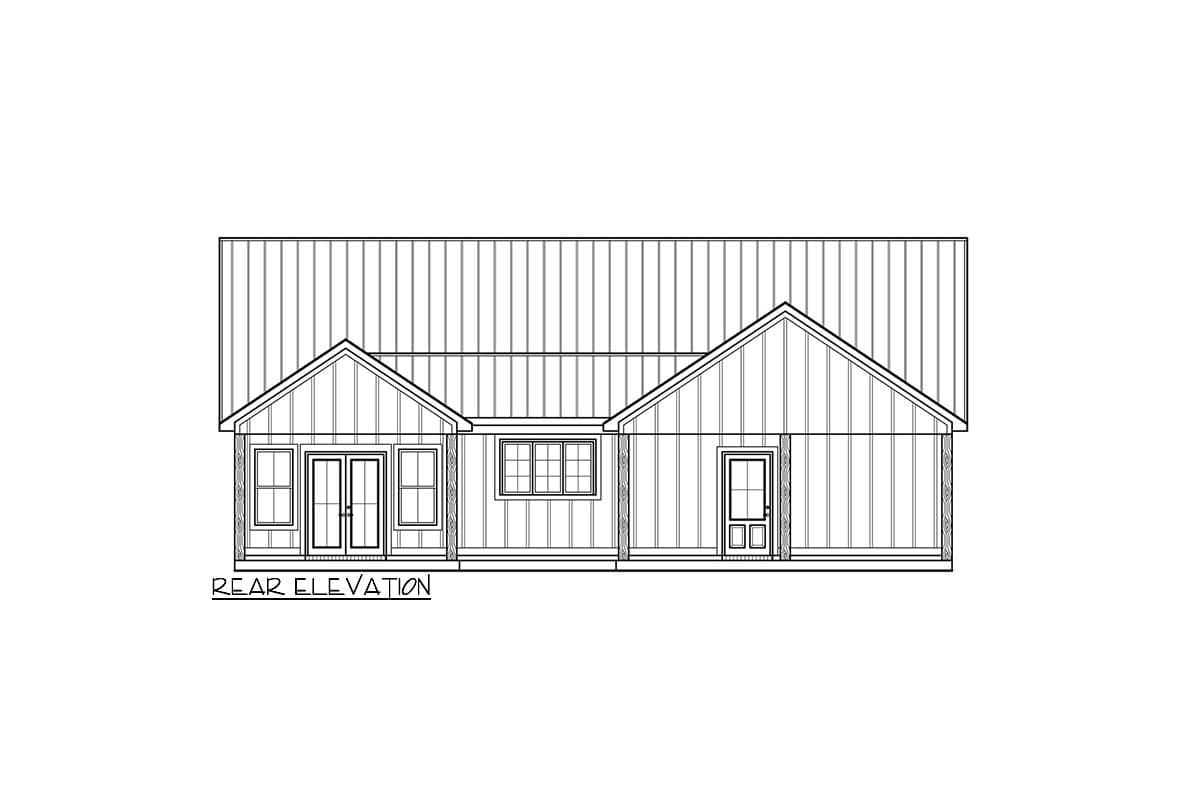 Plan 56553SM: 3-Bed Modern Farmhouse Plan with Vaulted Great Room - 1677 Sq Ft - Image #14 - Barndominium, Country, Craftsman, Modern Farmhouse, Ranch