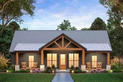3-Bed Modern Farmhouse Plan with Vaulted Great Room - 1677 Sq Ft