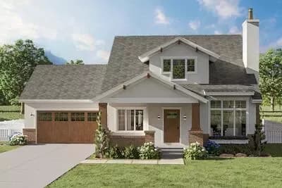 Two-Story Craftsman Bungalow House Plan with Fireplace - 1839 Sq Ft