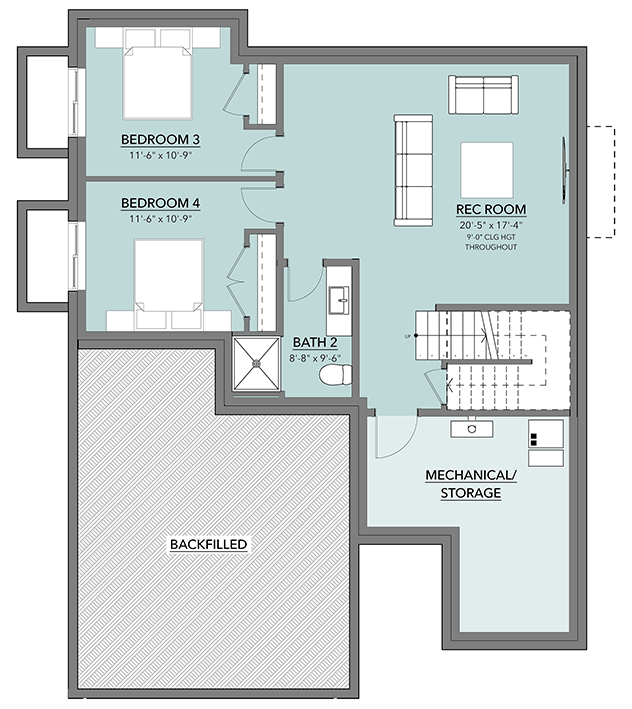 Plan 144113UPR: Two-Story Mid-Century Modern House Plan with Open Concept Living - 2372 Sq Ft - Floor Plan - Optional Lower Level - Contemporary, Mid Century Modern, Modern