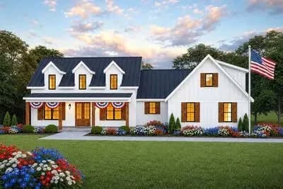 3-Bed Modern Farmhouse with Optional Second Level - 2398 Sq Ft