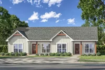 Single-Story Multi-Family Farmhouse Plan with 2-Bed Units - 1000 Sq Ft Per Unit