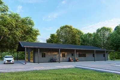 3-Bed Rustic Barndominium House Plan with PEMB Framing - 2000 Sq Ft