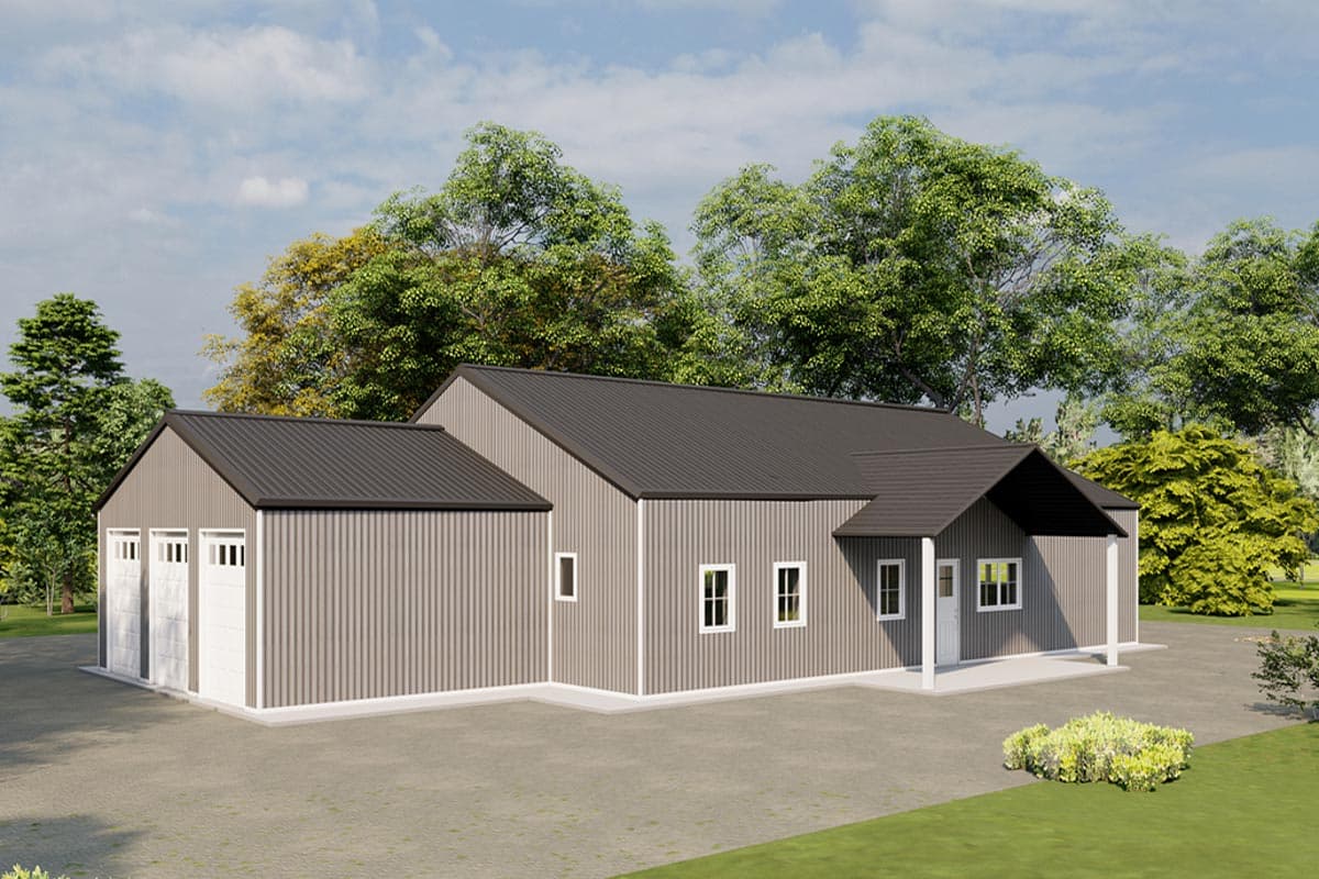 Plan 530103KTE: 4-Bed Barndominium-Style House Plan with 3-Car Garage - 2700 Sq Ft - Image #6 - Barndominium, Country