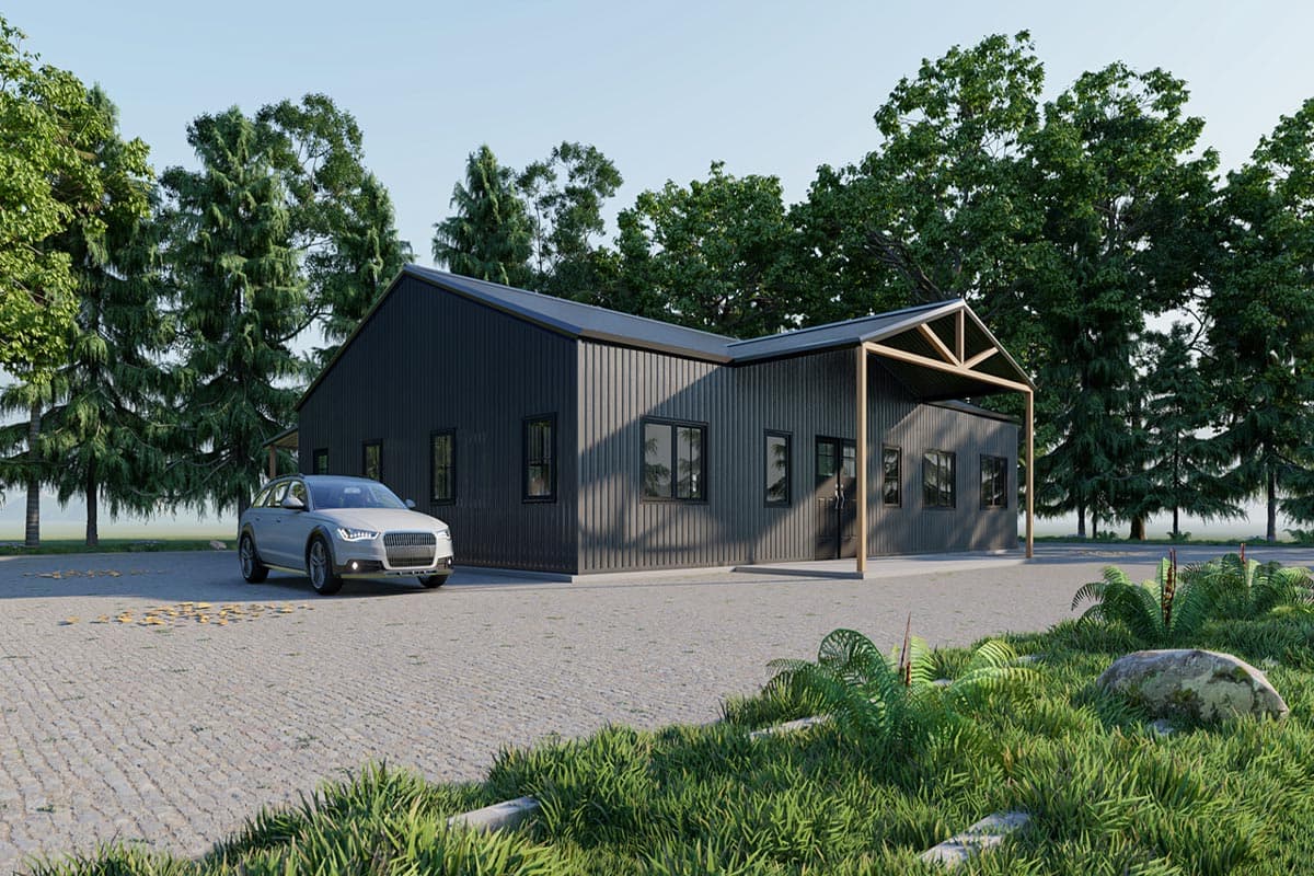 Plan 530105KTE: 3-Bed 2-Bath Simple PEMB Barndominium House Plan  - 2400 Sq Ft - Image #5 - Barndominium, Ranch, Rustic