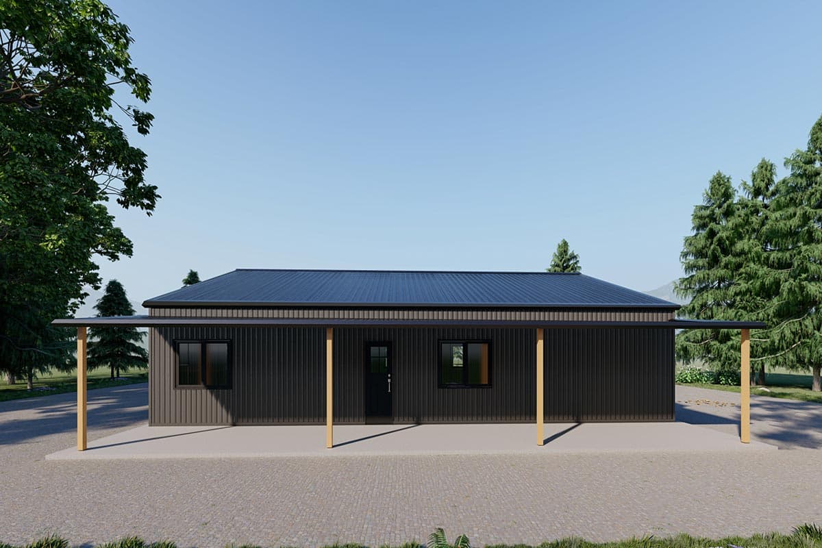 Plan 530105KTE: 3-Bed 2-Bath Simple PEMB Barndominium House Plan  - 2400 Sq Ft - Image #7 - Barndominium, Ranch, Rustic