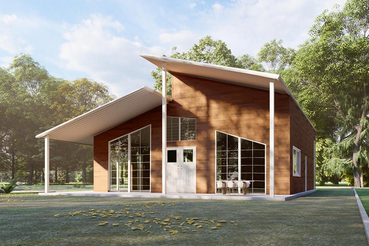 Plan 530106KTE: Modern 2-Bed 2-Bath Cottage House Plan- 1500 Sq Ft - Image #7 - Cottage, Mid Century Modern, Modern