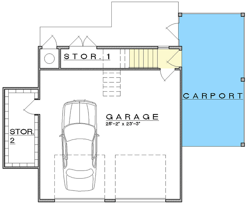 Plan 333026JHB: Traditional Detached Garage Plan with Second-Level Living Space - 713 Sq Ft - Floor Plan - Main Level - Carriage, Farmhouse, Traditional