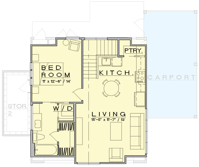 Plan 333026JHB: Traditional Detached Garage Plan with Second-Level Living Space - 713 Sq Ft - Floor Plan - 2nd Floor - Carriage, Farmhouse, Traditional
