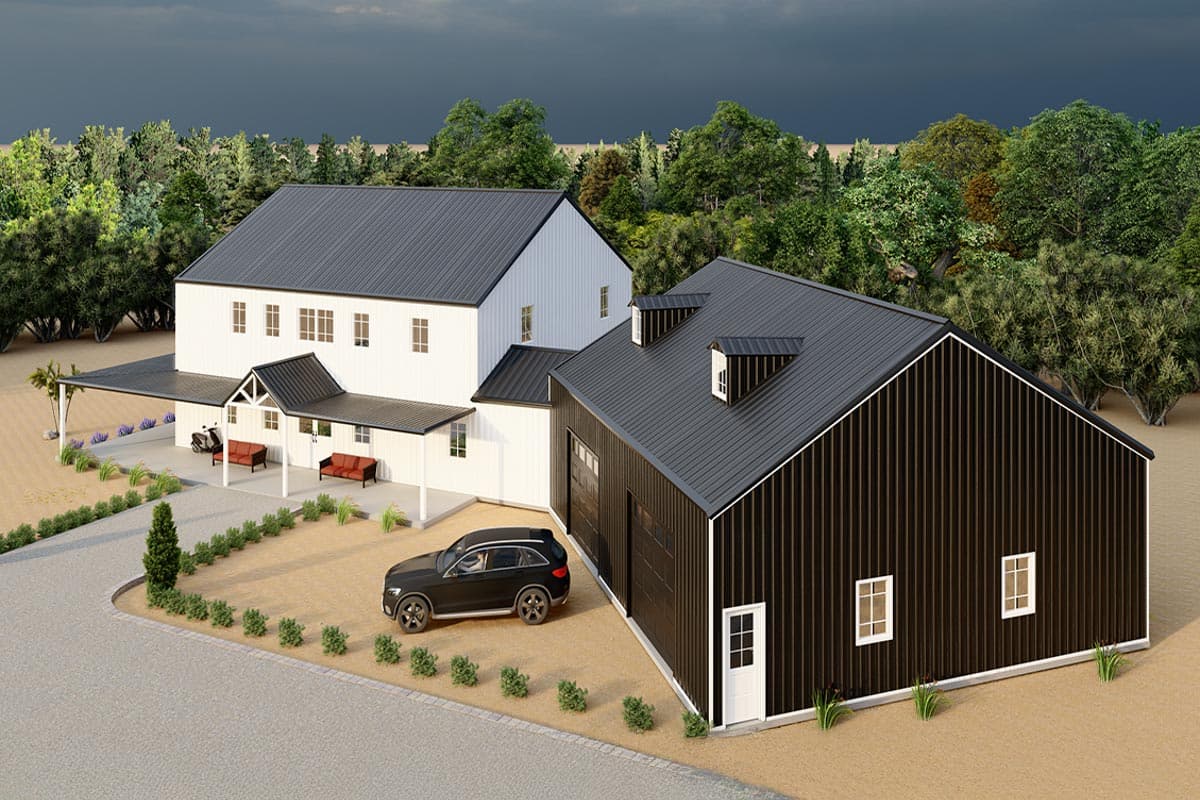 Plan 530114KTE: Two-Story Rustic Barndominium House Plan with 2-Car Angled Garage - 3672 Sq Ft - Image #9 - Barndominium, Country, Rustic