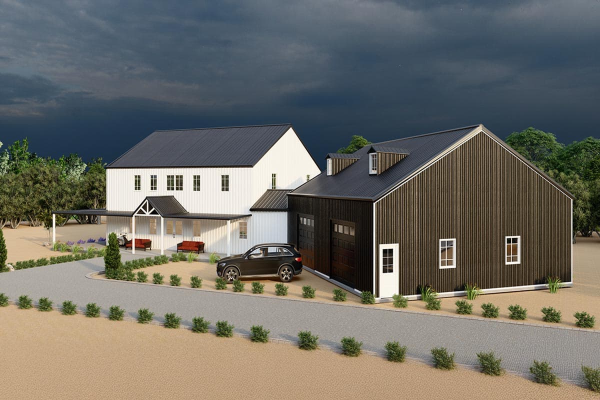 Plan 530114KTE: Two-Story Rustic Barndominium House Plan with 2-Car Angled Garage - 3672 Sq Ft - Image #8 - Barndominium, Country, Rustic