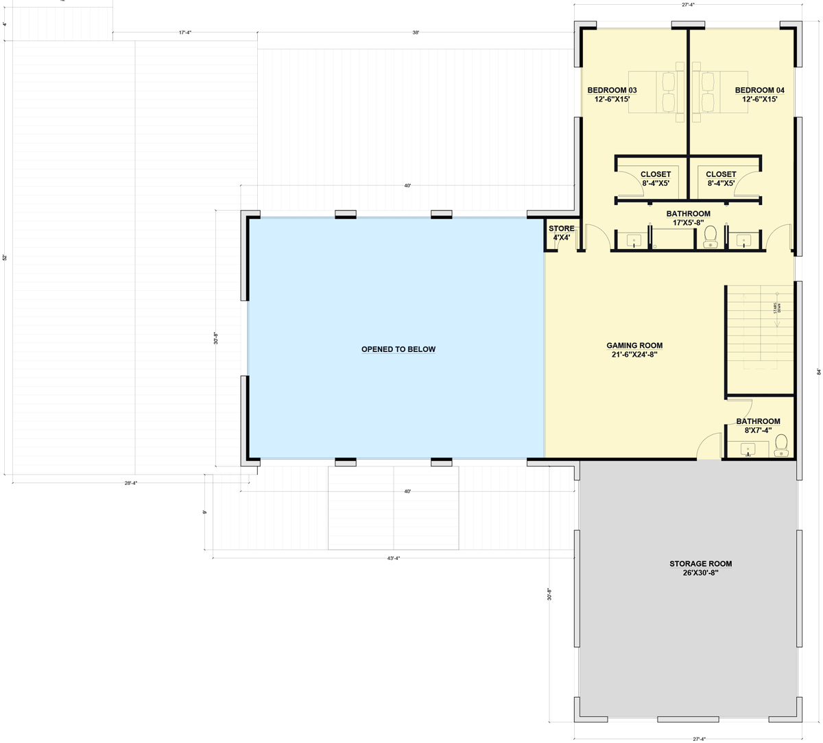Plan 530116KTE: Two-Story Barndominium House Plan with Attached 1-Bed Apartment - 5590 Sq Ft - Floor Plan - 2nd Floor - Barndominium