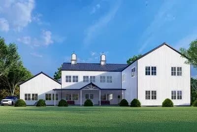Two-Story Barndominium House Plan with Attached 1-Bed Apartment - 5590 Sq Ft