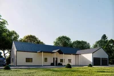 4-Bed Barndominium House Plan with Home Office - 4300 Sq Ft