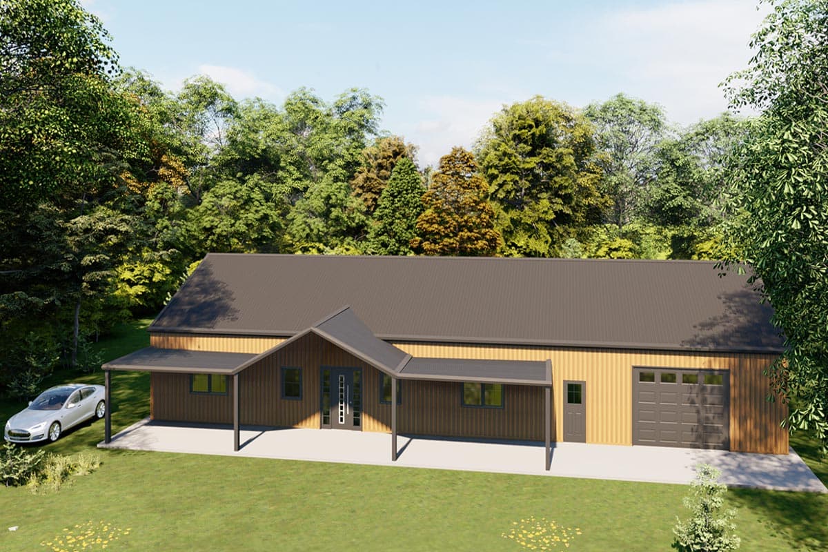 Plan 530121KTE: Single-Story Barndominium House Plan with Split-Bedrooms - 1856 Sq Ft - Image #9 - Barndominium, Ranch, Rustic, Traditional