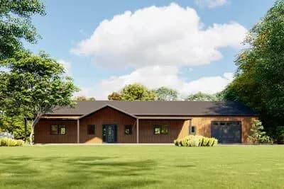 Single-Story Barndominium House Plan with Split-Bedrooms - 1856 Sq Ft